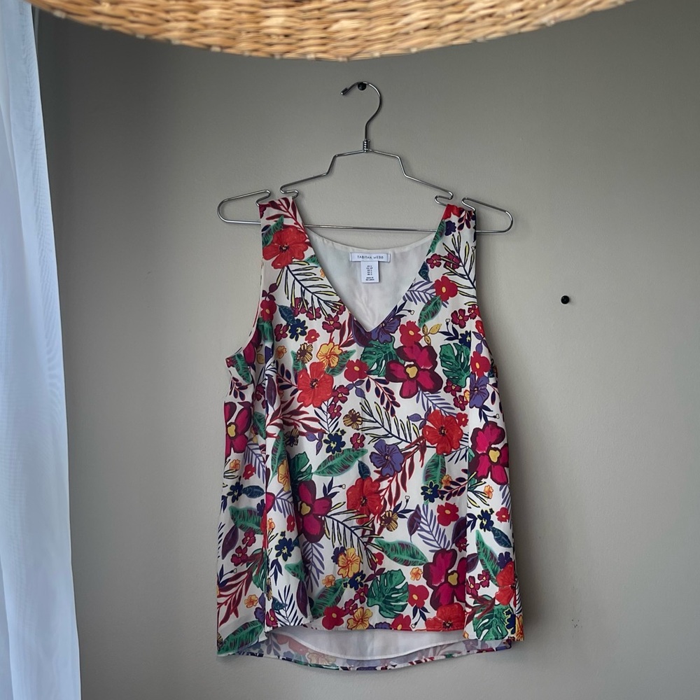 Women’s (size S) Sleeveless, Flowy Tropical/Floral blouse • Tabitha Webb
